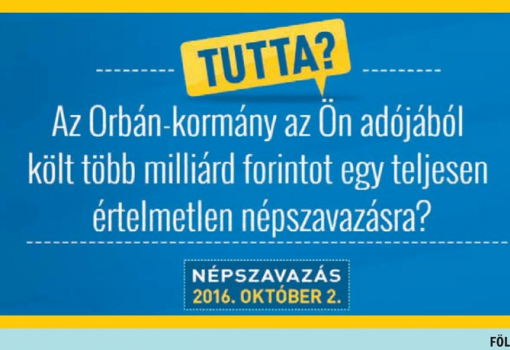 <h1>FÖLD S. PÉTER
Tutta?
Az Orbán-kormány az Ön adójából költ több milliárd forintot egy teljesen értelmetlen népszavazásra?</h1>-