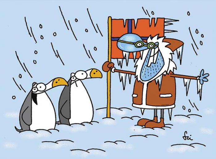 – Imádom ezt az optimista derűt. Harmincöt éve egyfolytában mosolyog Morgensen kapitány!
SZMODIS IMRE rajza &mdash; Szmodis Imre rajza