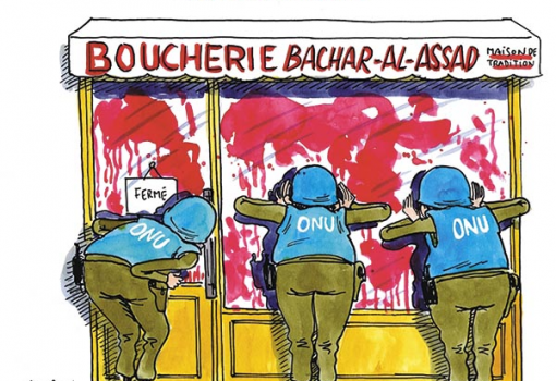 <h1>Megfigyelők - Michael Cambon karikatúrája, Les Observateurs</h1>-