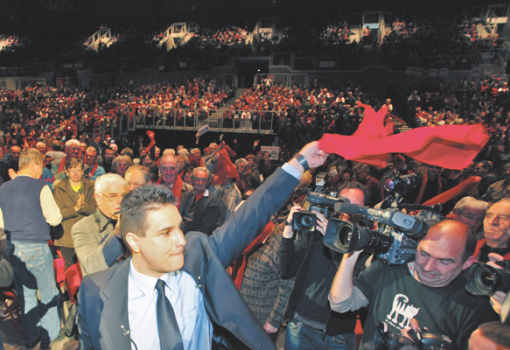 <h1>Mesterházy Attila, az MSZP elnöke a párt budapesti gyűlésén</h1>-