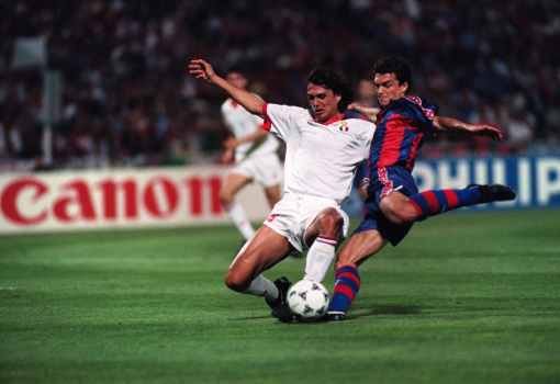<h1>Paolo Maldini, a csk. (balról) a Milan oktatta 
a Barcelonát 1994-ben</h1>-