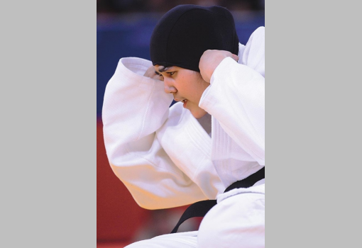 <h1>Wojdan Shahrkhani szaúdi dzsúdós fejkendőben küzdött a londoni olimpián (Fotó: Emmanuel Dunand, AFP)</h1>-