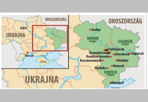 <h1>A kelet-ukrajnai konfliktus térképe</h1>-