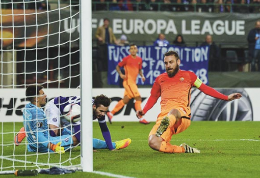<h1>Az AS Roma már 1-2-re vezetett Bécsben az Austria Wien ellen a csapatkapitány, De Rossi góljával - Forrás: AS Roma</h1>-